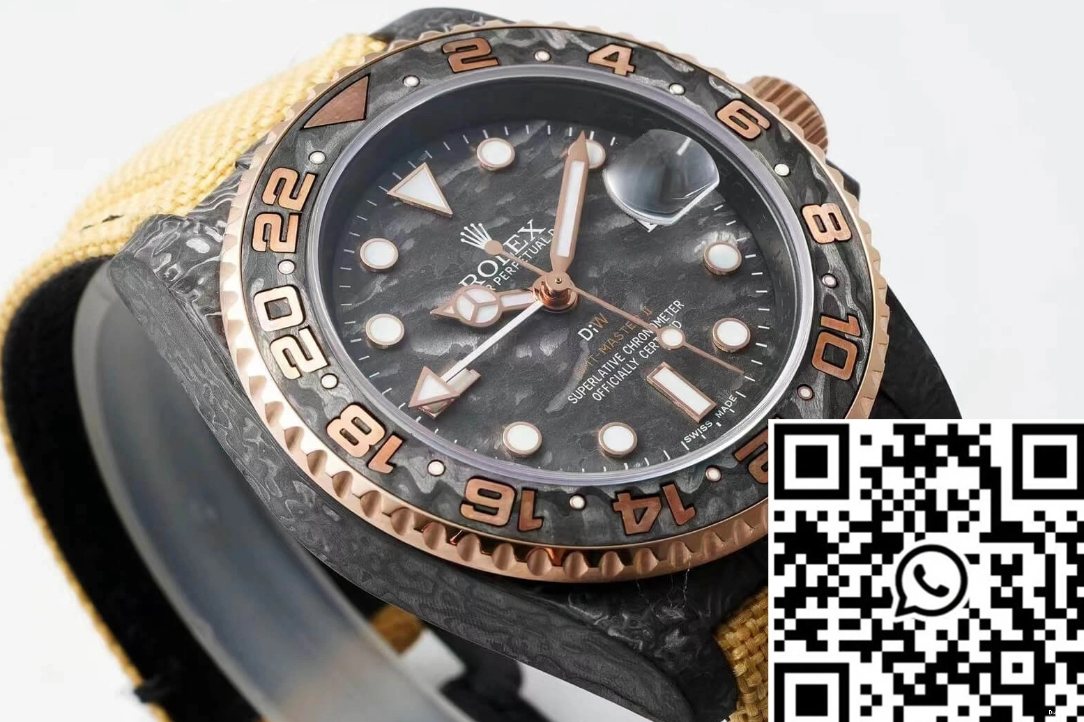 Yellow GMT-MASTER II Diw Carbon Rolex Strap Fiber Fabric 0112